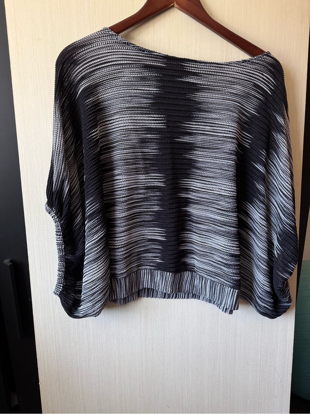 Alfani Striped Black and White Knit Batwing Sweater